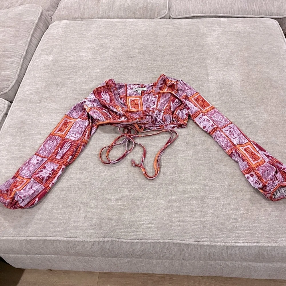 Urban Outfitters UO Florentina Stampa Wrap Top M Tarot Card Top - Picture 2 of 6